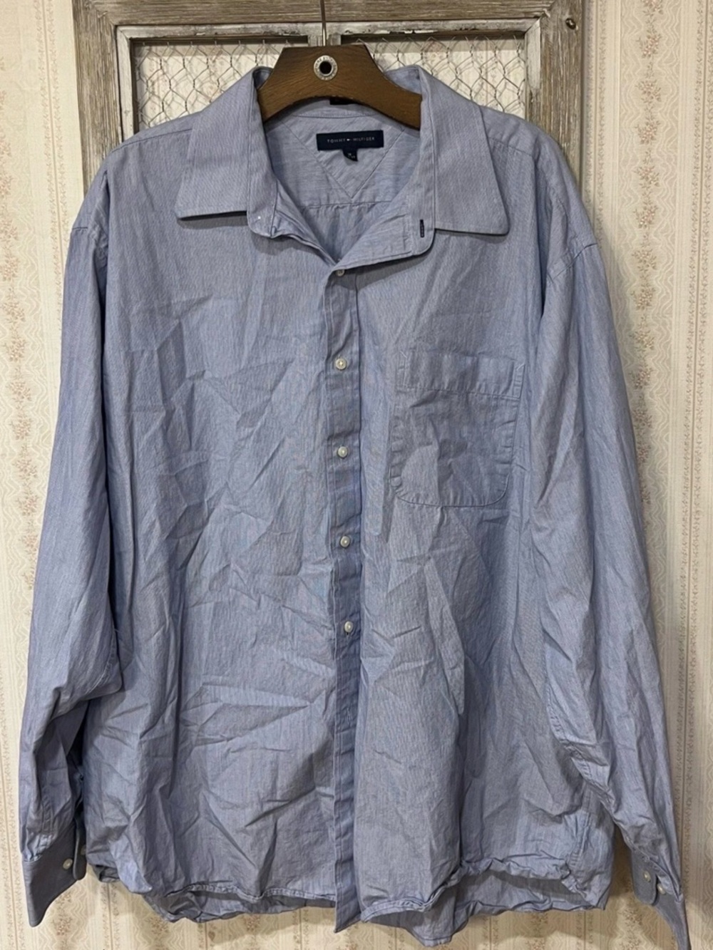 Light Blue Pinstripe Button-Up Shirt